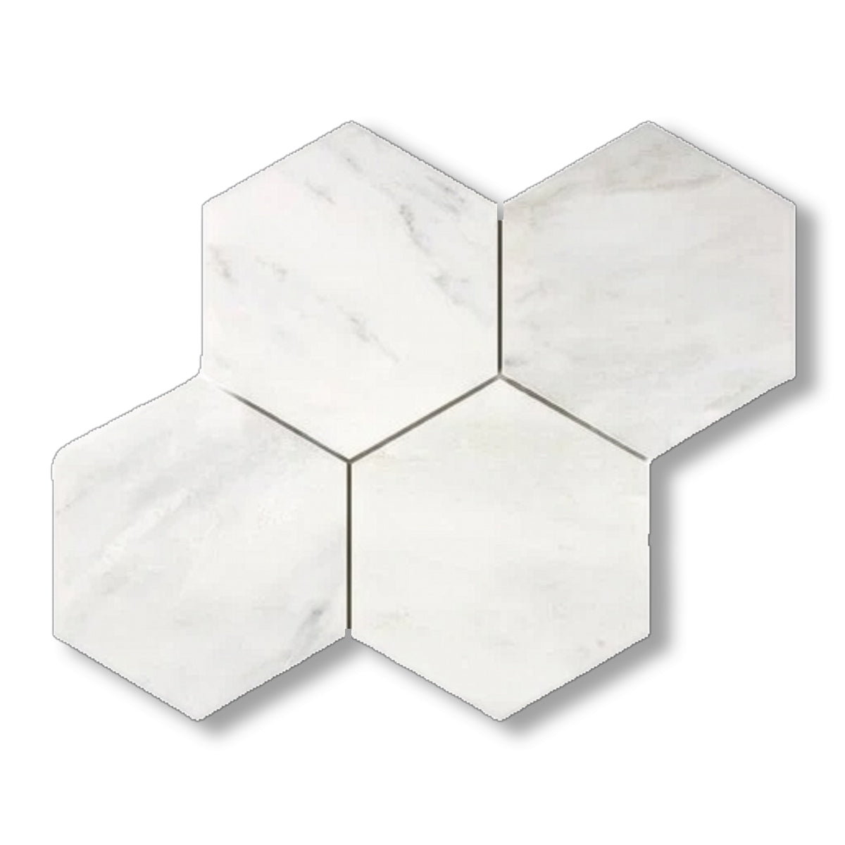 Oriental White / Asian Statuary Marble Honed 6" Hexagon Mosaic Tile - American Tile Depot