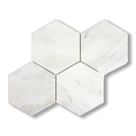 Oriental White / Asian Statuary Marble Honed 6" Hexagon Mosaic Tile - American Tile Depot