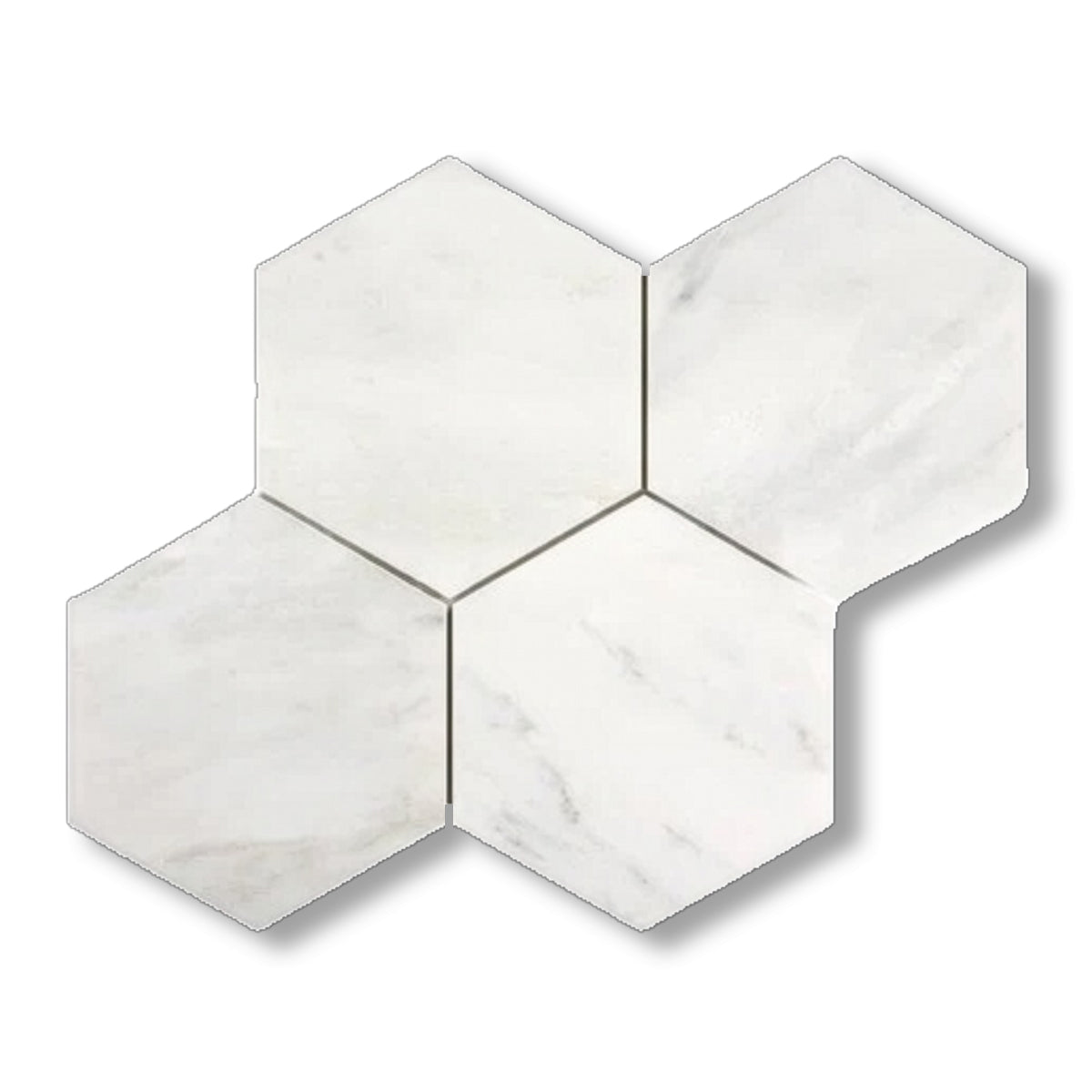 Oriental White / Asian Statuary Marble Honed 6" Hexagon Mosaic Tile - American Tile Depot