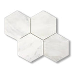 Oriental White / Asian Statuary Marble Honed 6" Hexagon Mosaic Tile - American Tile Depot
