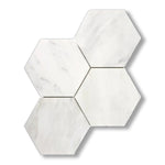 Oriental White / Asian Statuary Marble Honed 6" Hexagon Mosaic Tile - American Tile Depot