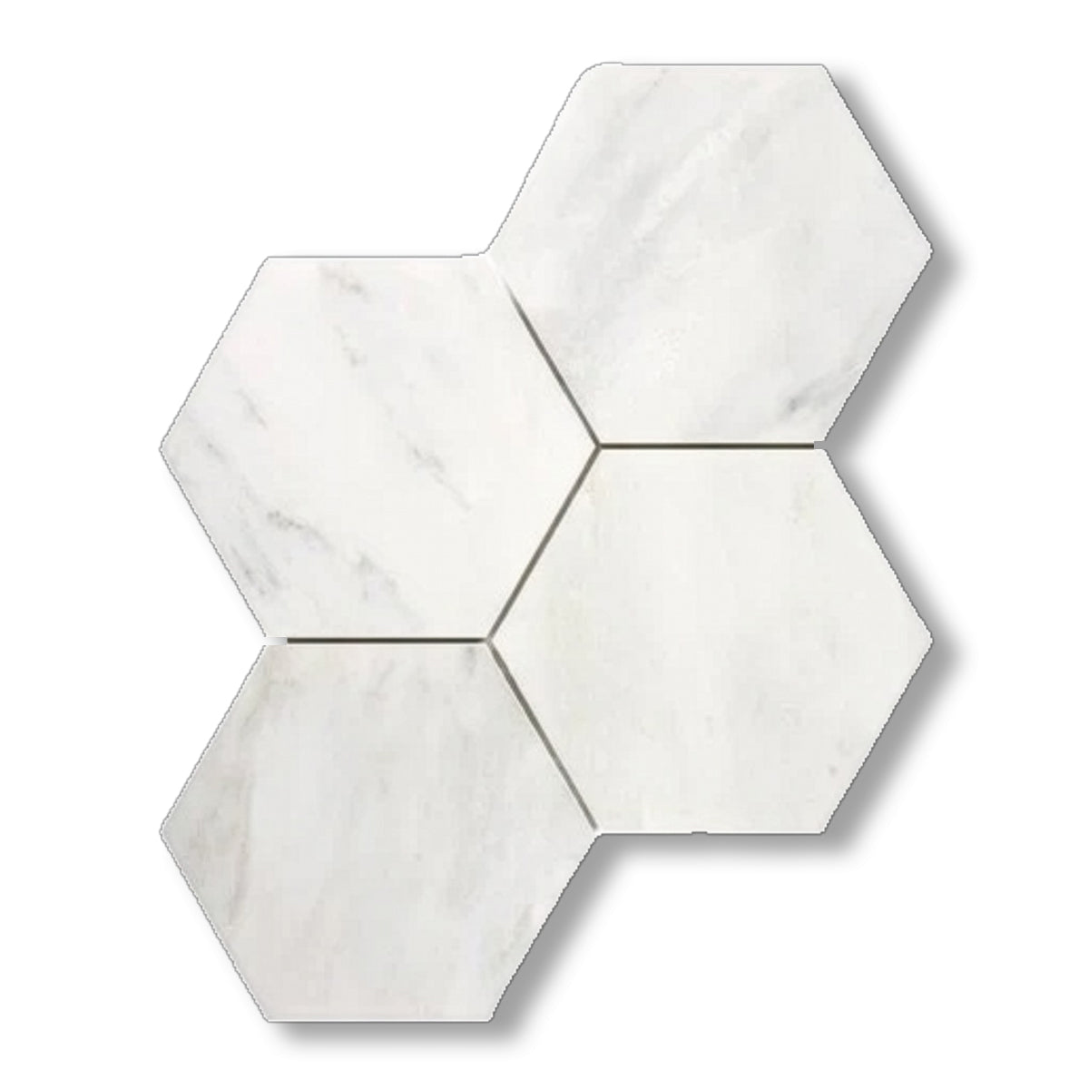 Oriental White / Asian Statuary Marble Honed 6" Hexagon Mosaic Tile - American Tile Depot