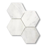 Oriental White / Asian Statuary Marble Honed 6" Hexagon Mosaic Tile - American Tile Depot