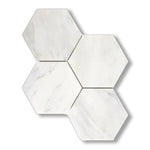 Oriental White / Asian Statuary Marble Honed 6" Hexagon Mosaic Tile - American Tile Depot