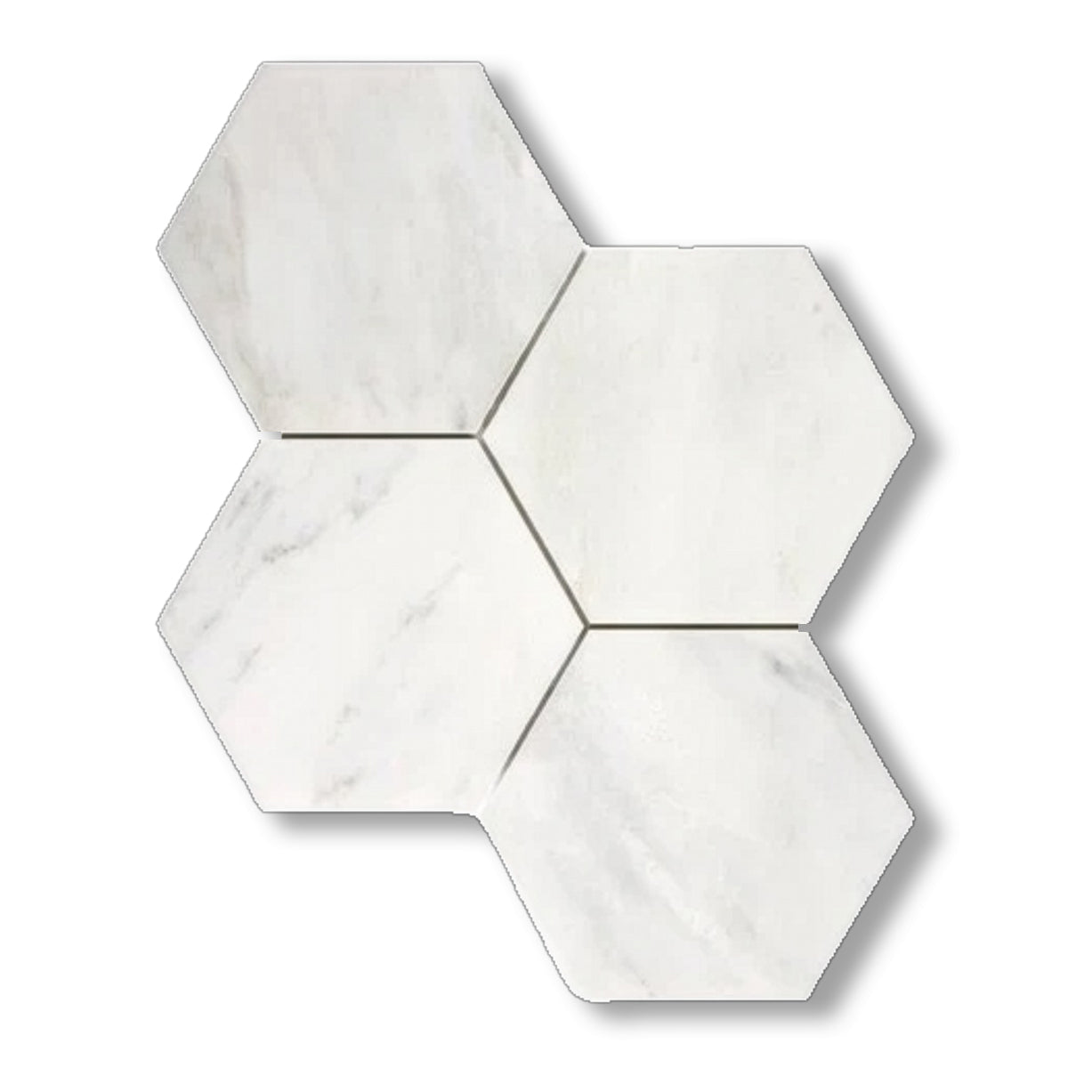 Oriental White / Asian Statuary Marble Honed 6" Hexagon Mosaic Tile - American Tile Depot