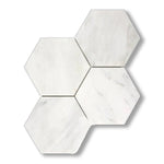 Oriental White / Asian Statuary Marble Honed 6" Hexagon Mosaic Tile - American Tile Depot