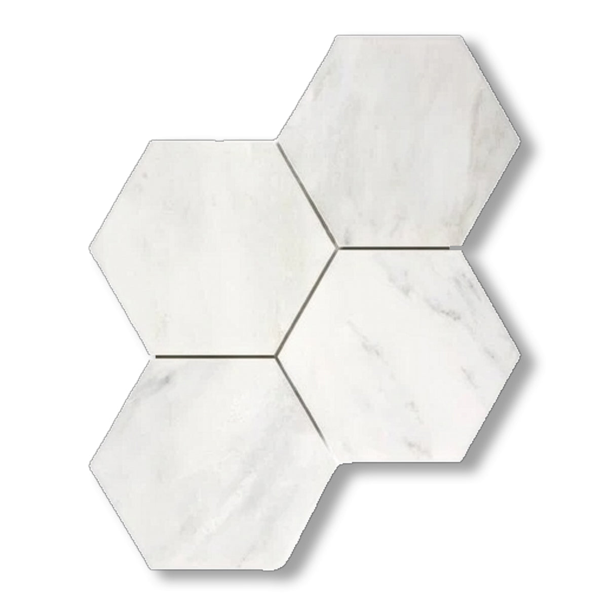 Oriental White / Asian Statuary Marble Honed 6" Hexagon Mosaic Tile - American Tile Depot
