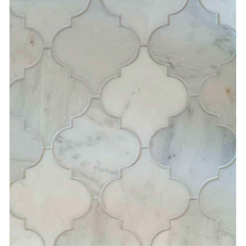 Oriental White / Asian Statuary Marble Honed Lantern Mosaic Tile Oriental White / Asian Statuary Marble Honed Lantern Mosaic Tile - American Tile Depot