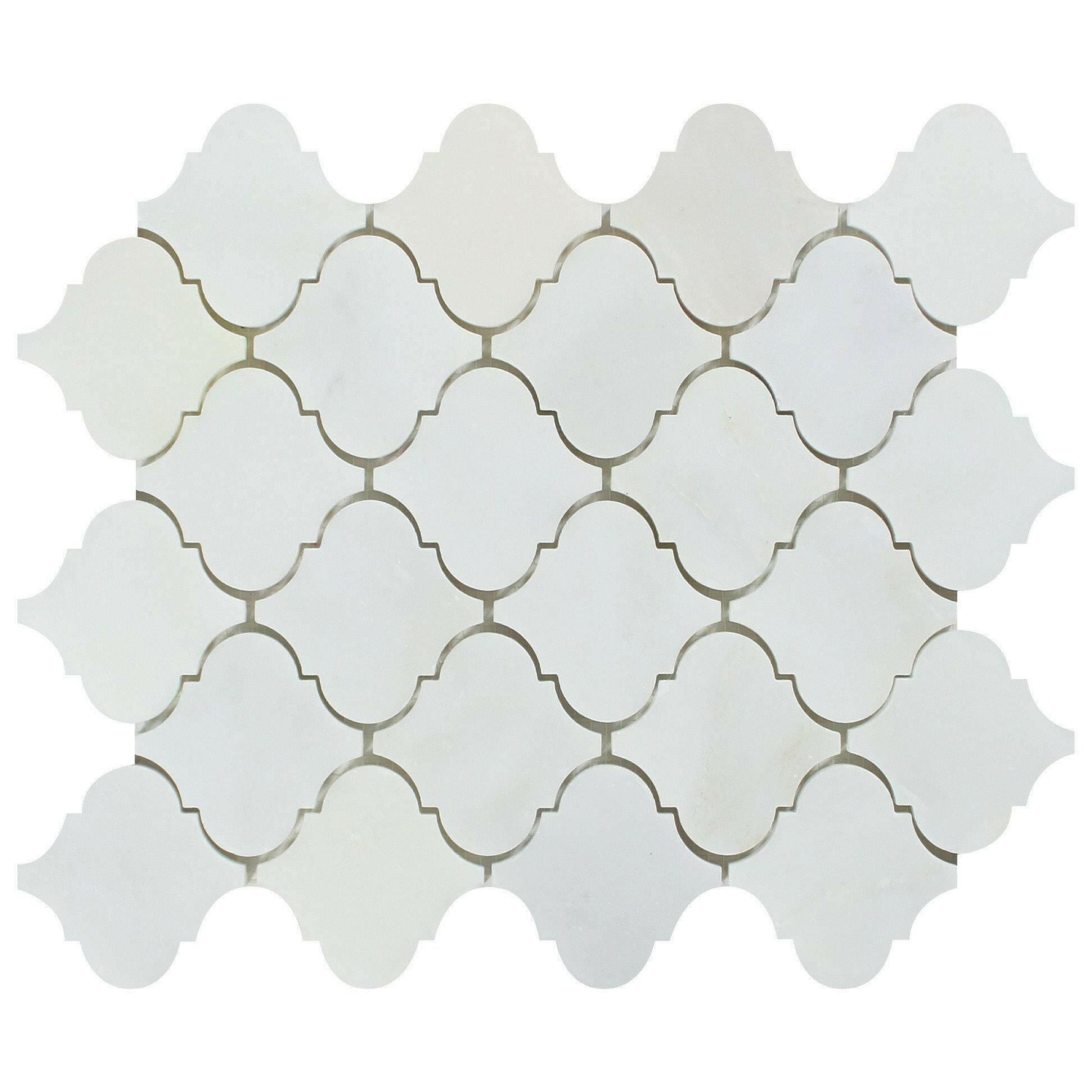 Oriental White / Asian Statuary Marble Honed Lantern Mosaic Tile Oriental White / Asian Statuary Marble Honed Lantern Mosaic Tile - American Tile Depot