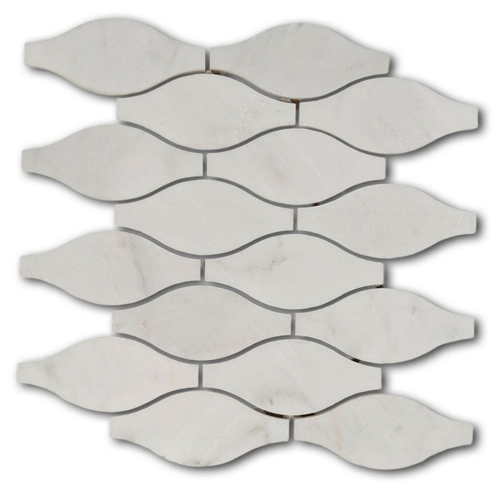Oriental White / Asian Statuary Marble Polished 2x5 Leaf Mosaic Tile Oriental White / Asian Statuary Marble Polished 2x5 Leaf Mosaic Tile - American Tile Depot