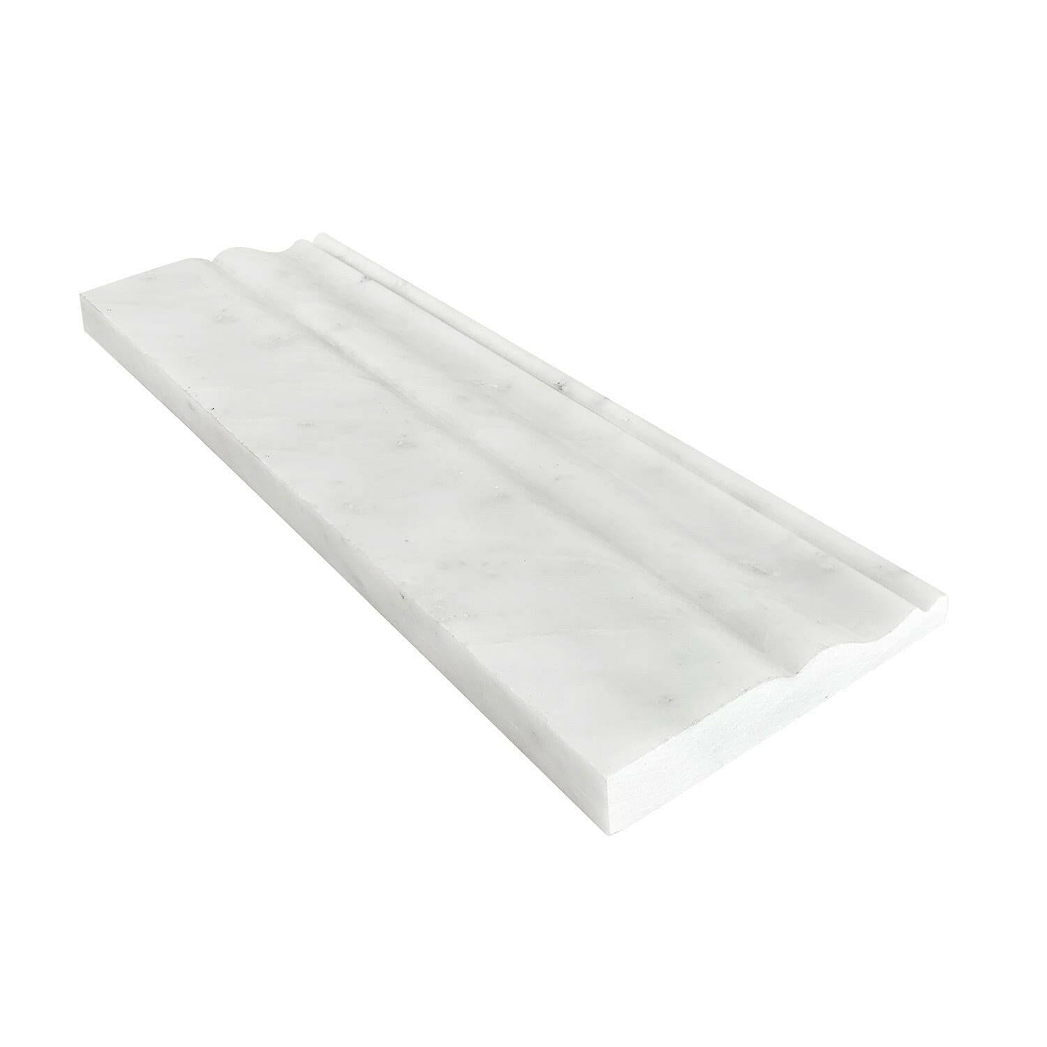 Oriental White / Asian Statuary Marble Polished 4" Baseboard Trim Molding Oriental White / Asian Statuary Marble Polished 4" Baseboard Trim Molding - American Tile Depot