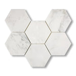 Oriental White / Asian Statuary Marble Honed 5" Large Hexagon Mosaic Tile - American Tile Depot