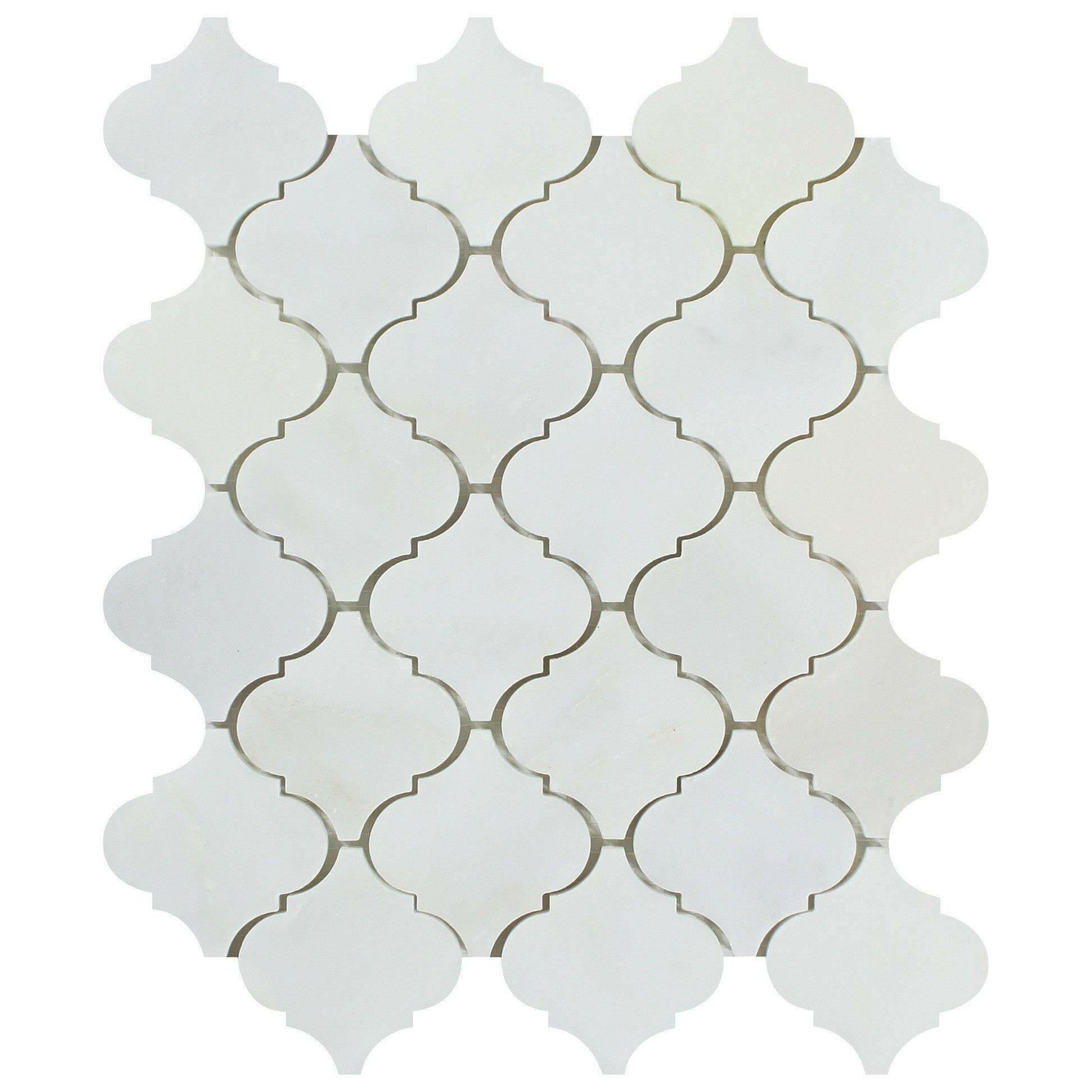 Oriental White / Asian Statuary Marble Polished Lantern Mosaic Tile Oriental White / Asian Statuary Marble Polished Lantern Mosaic Tile - American Tile Depot