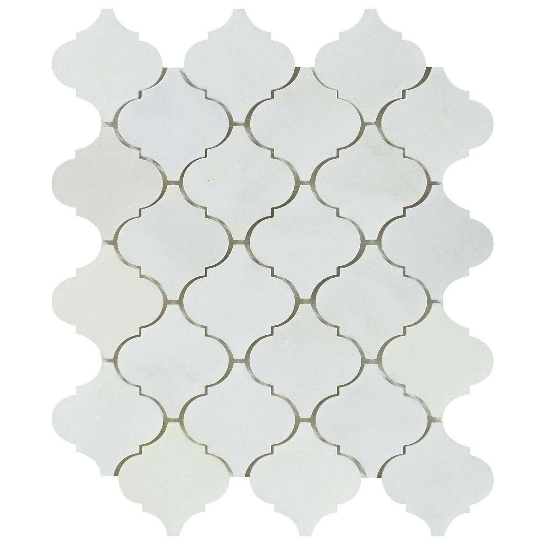 Oriental White / Asian Statuary Marble Polished Lantern Mosaic Tile Oriental White / Asian Statuary Marble Polished Lantern Mosaic Tile - American Tile Depot