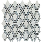 Oriental White / Asian Statuary Marble Polished Lattice Mosaic Tile w/ Blue-Gray Strips Oriental White / Asian Statuary Marble Polished Lattice Mosaic Tile w/ Blue-Gray Strips - American Tile Depot
