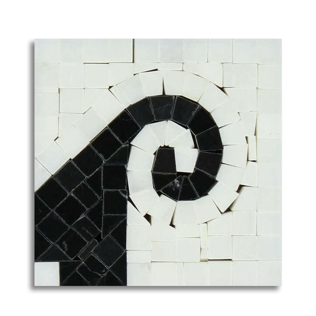 Oriental White Marble Polished Wave Border Corner w/ Black Dots