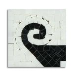 Oriental White Marble Honed Wave Border Corner w/ Black Dots - American Tile Depot