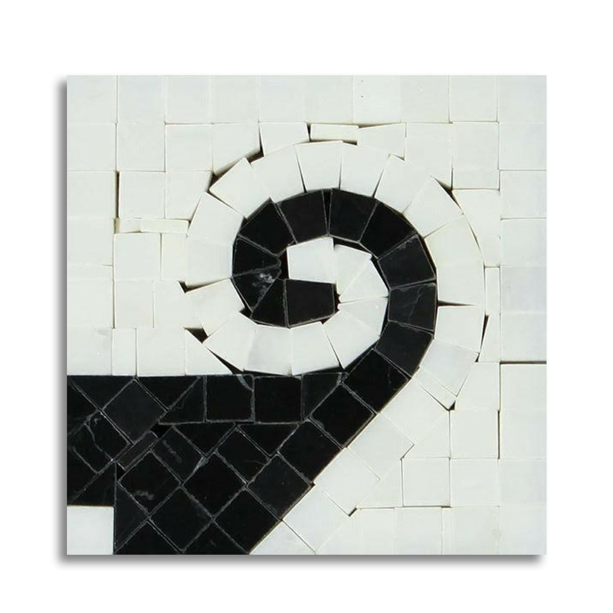 Oriental White Marble Polished Wave Border Corner w/ Black Dots
