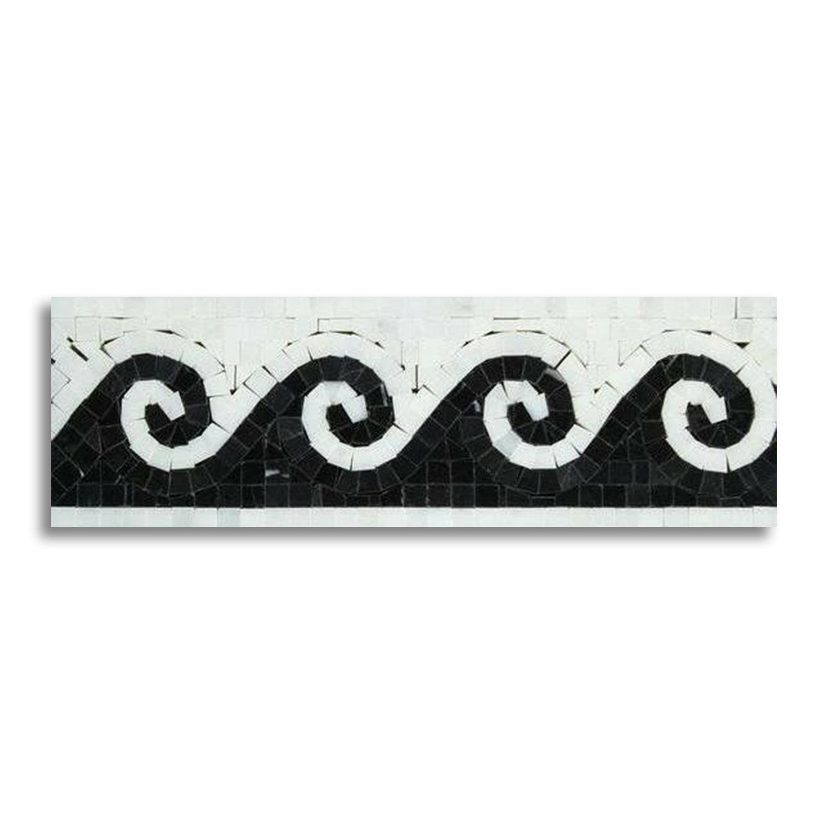 Oriental White Marble Polished Wave Border w/ Black Dots - American Tile Depot