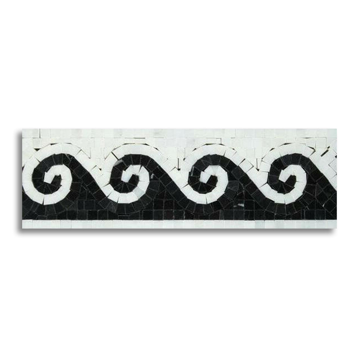 Oriental White Marble Polished Wave Border w/ Black Dots