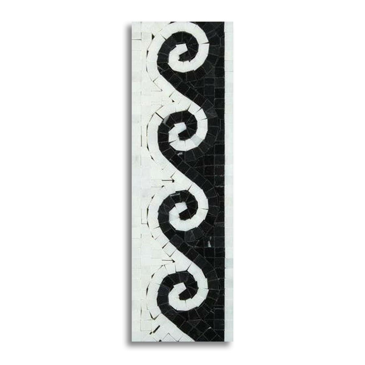 Oriental White Marble Polished Wave Border w/ Black Dots - American Tile Depot