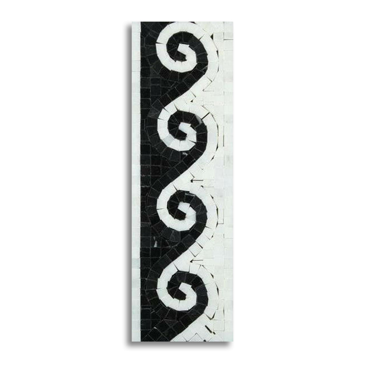 Oriental White Marble Polished Wave Border w/ Black Dots - American Tile Depot