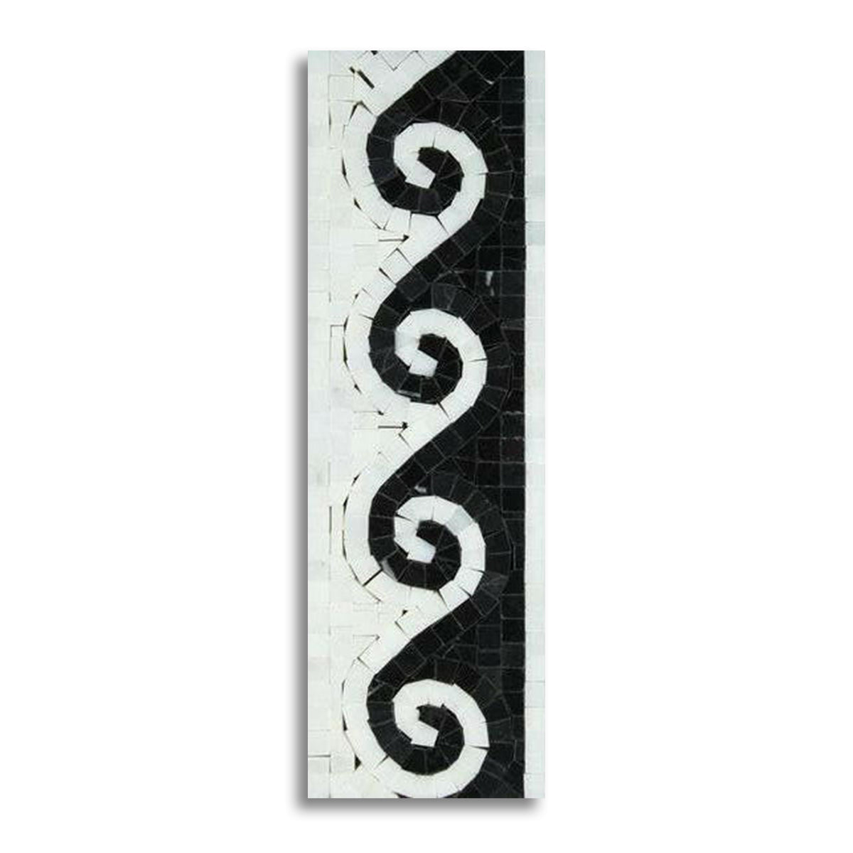 Oriental White Marble Polished Wave Border w/ Black Dots - American Tile Depot