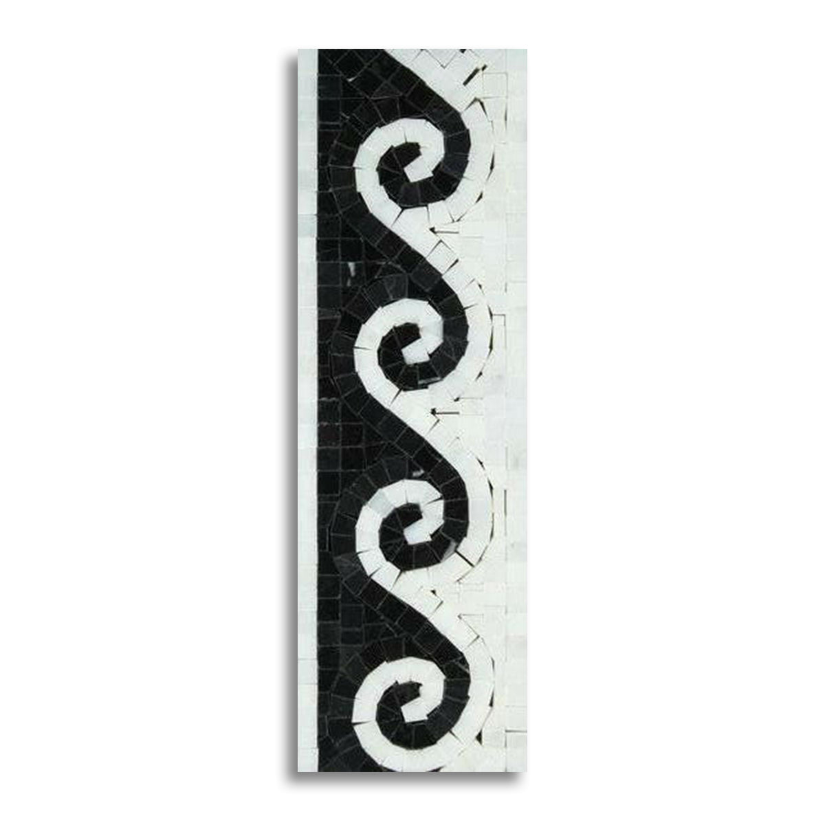 Oriental White Marble Polished Wave Border w/ Black Dots - American Tile Depot