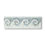Oriental White Marble Honed Wave Border w/ Blue-Gray Dots - American Tile Depot
