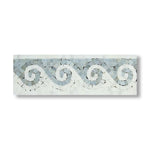 Oriental White Marble Honed Wave Border w/ Blue-Gray Dots - American Tile Depot