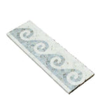 Oriental White Marble Honed Wave Border w/ Blue-Gray Dots - American Tile Depot