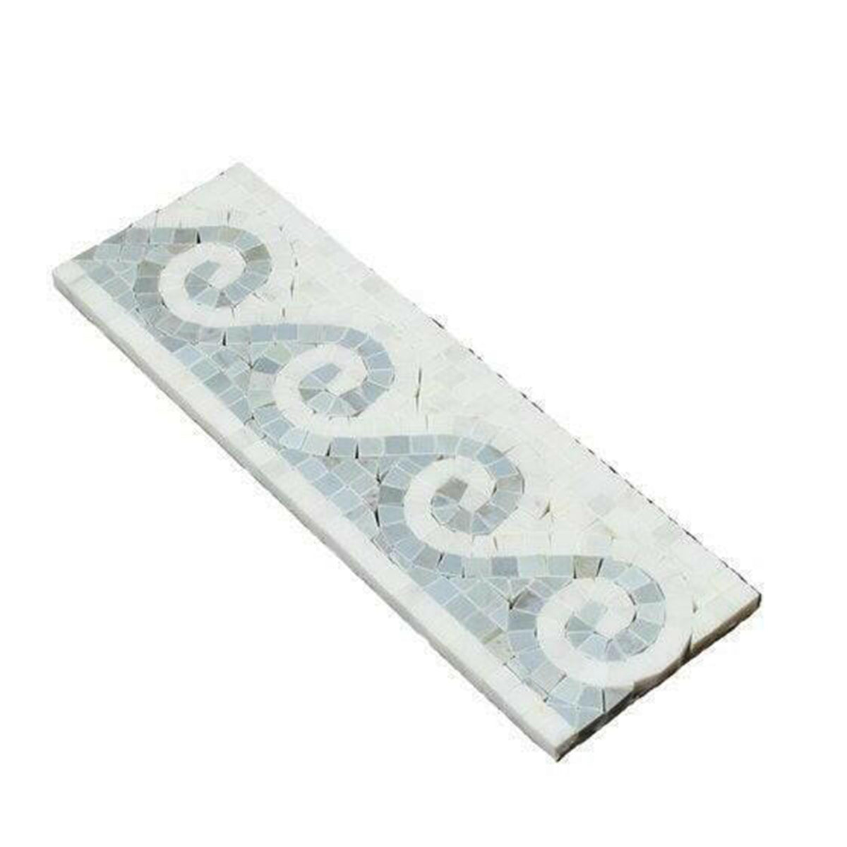 Oriental White Marble Honed Wave Border w/ Blue-Gray Dots - American Tile Depot
