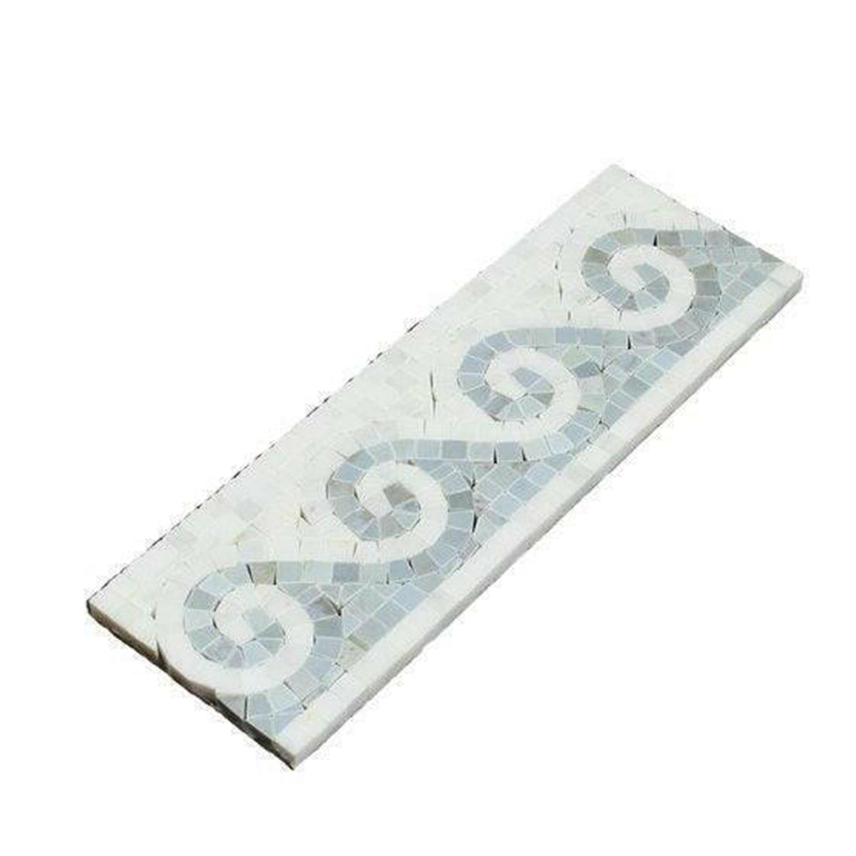 Oriental White Marble Honed Wave Border w/ Blue-Gray Dots - American Tile Depot