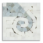 Oriental White Marble Polished Wave Border Corner w/ Blue-Gray Dots - American Tile Depot