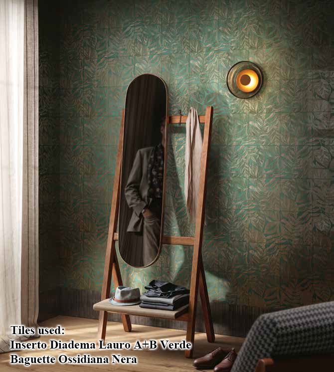 8x8 Inserto Diadema Lauro Glossy Ceramic Wall Tile 8x8 Inserto Diadema Lauro Glossy Ceramic Wall Tile - American Tile Depot