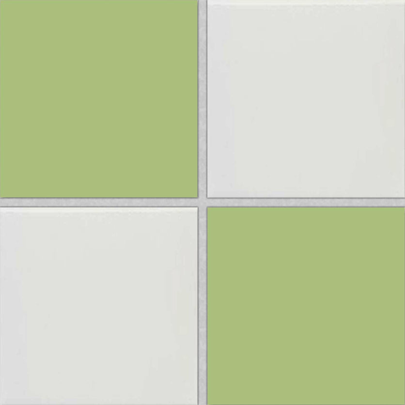 4x4 Checkerboard Tile - Palette Spring Green & White Ice Glossy Ceramic