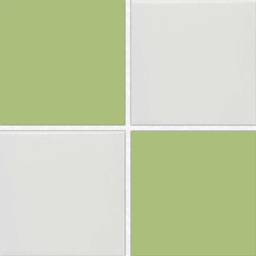 4x4 Checkerboard Tile - Palette Spring Green & White Ice Glossy Ceramic