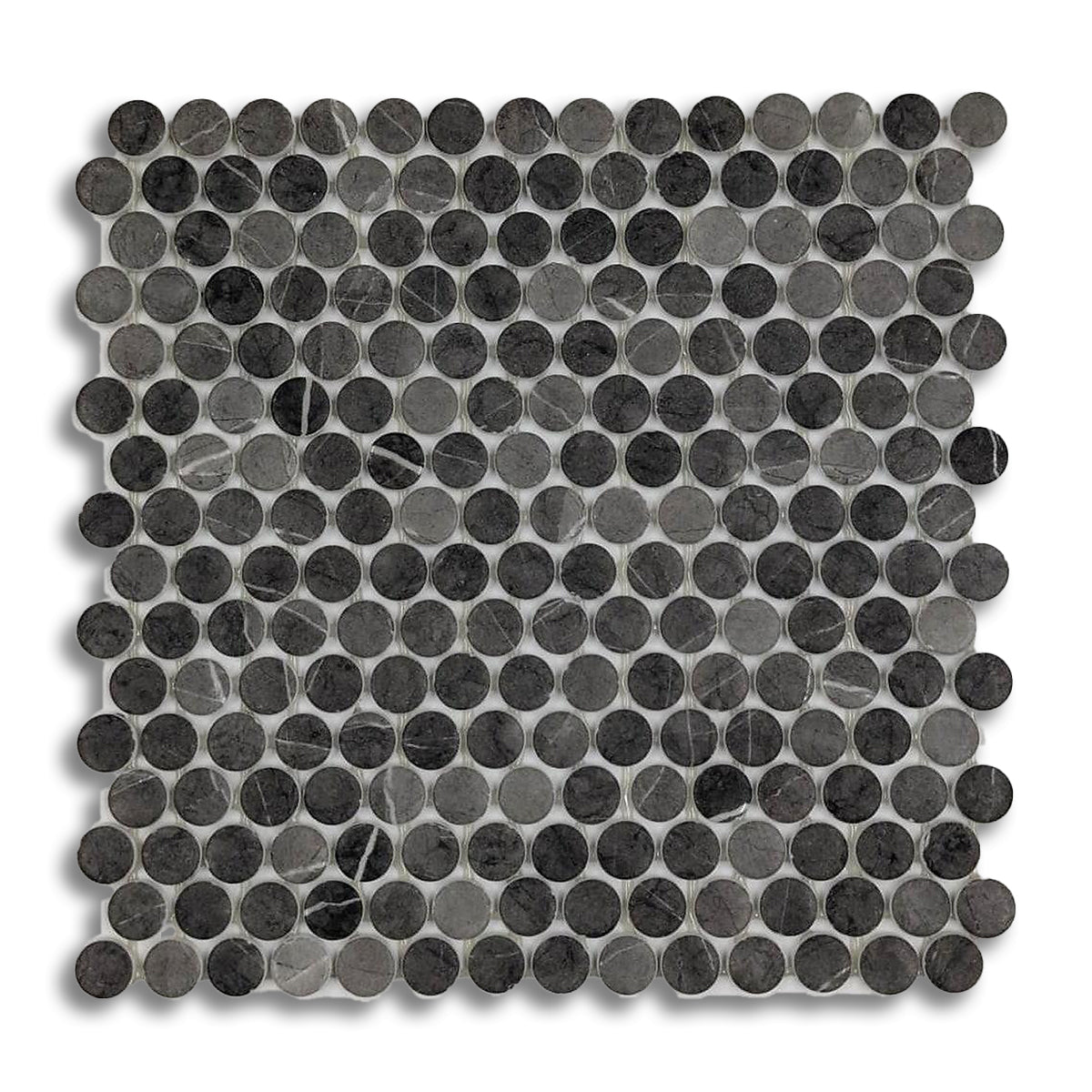 Penny Round Grafito Circular Glass Mosaic Tile | FINAL SALE - American Tile Depot