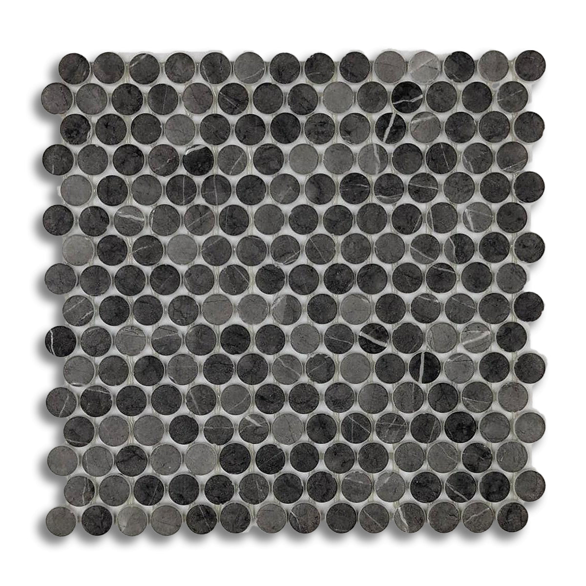 Penny Round Grafito Circular Glass Mosaic Tile | FINAL SALE - American Tile Depot