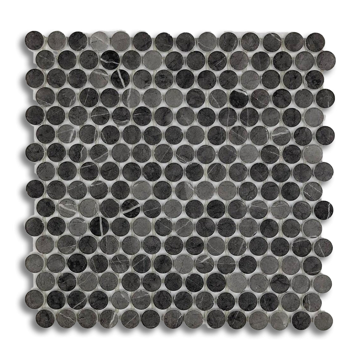 Penny Round Grafito Circular Glass Mosaic Tile | FINAL SALE - American Tile Depot