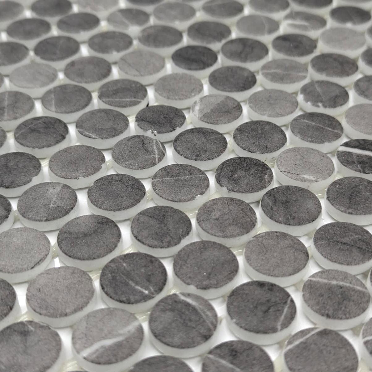 Penny Round Grafito Circular Glass Mosaic Tile | FINAL SALE Penny Round Grafito Circular Glass Mosaic Tile | FINAL SALE - American Tile Depot