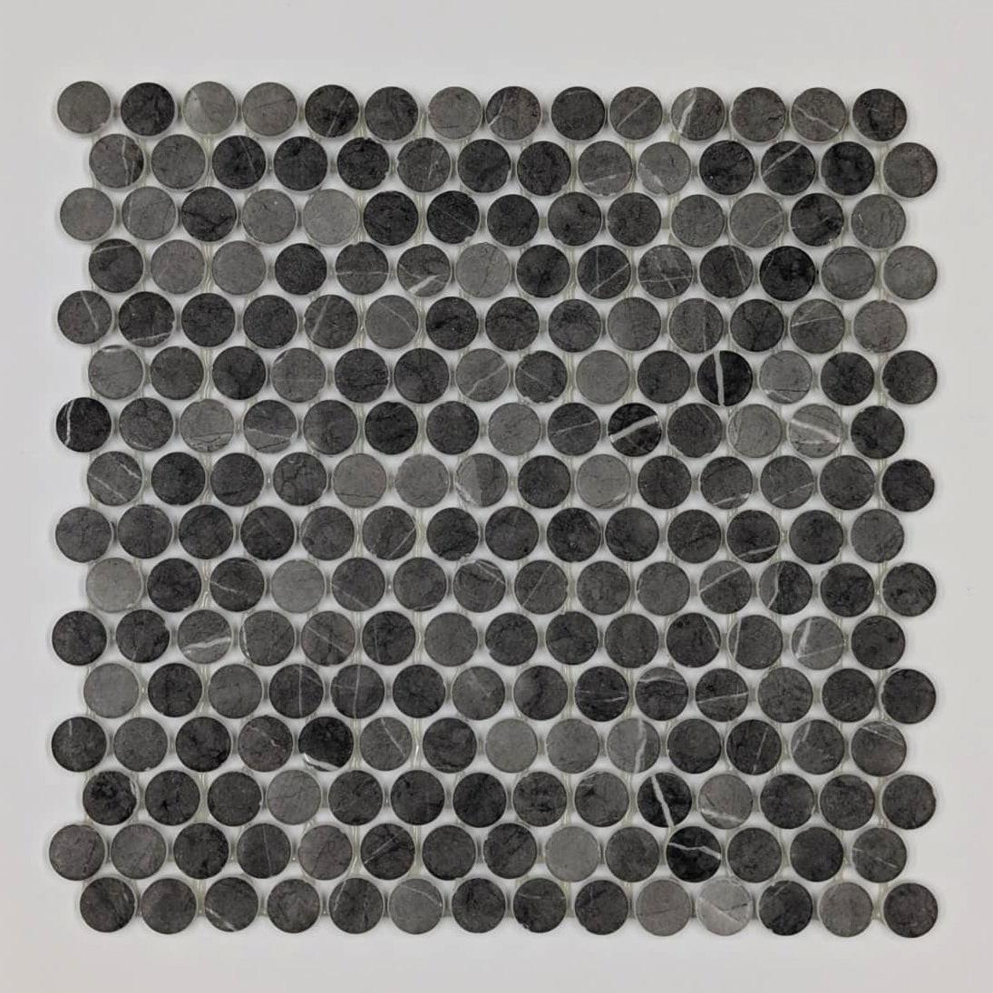Penny Round Grafito Circular Glass Mosaic Tile | FINAL SALE Penny Round Grafito Circular Glass Mosaic Tile | FINAL SALE - American Tile Depot