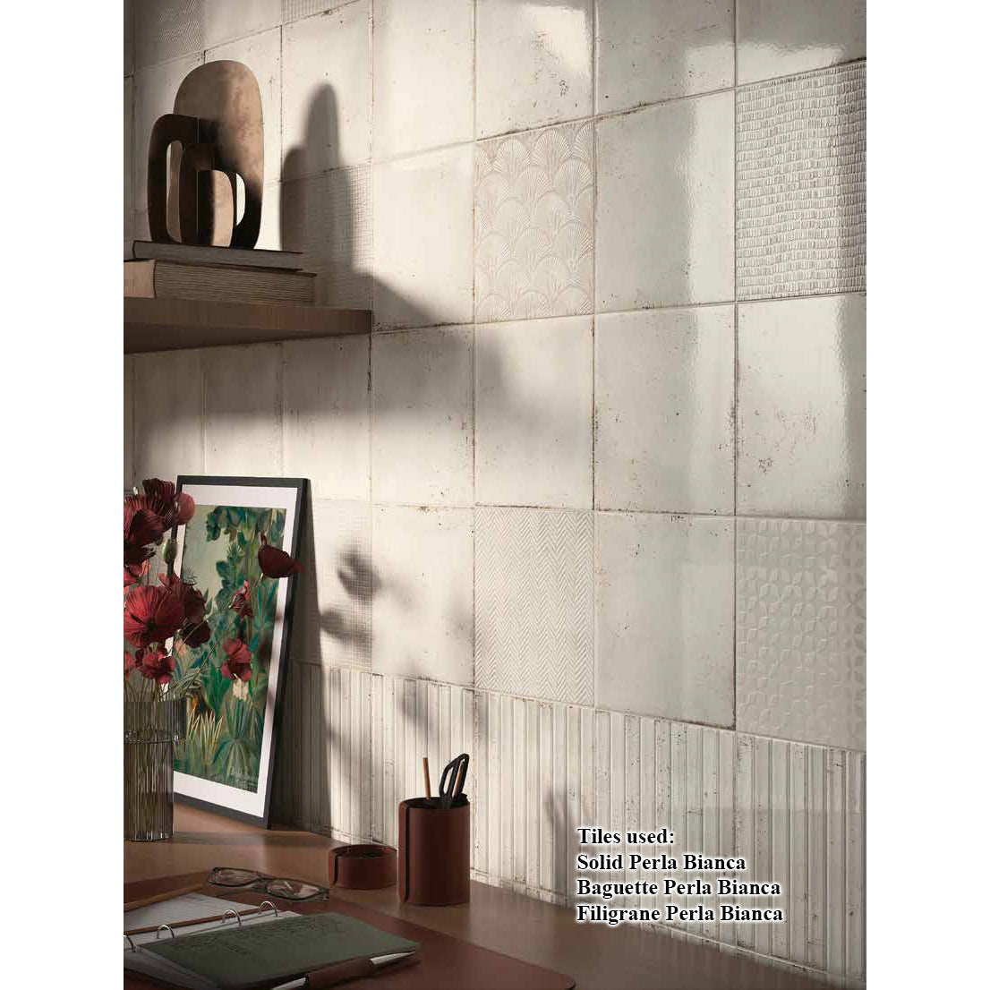 8x8 Perla Bianca Baguette Glossy Ceramic Wall Tile 8x8 Perla Bianca Baguette Glossy Ceramic Wall Tile - American Tile Depot
