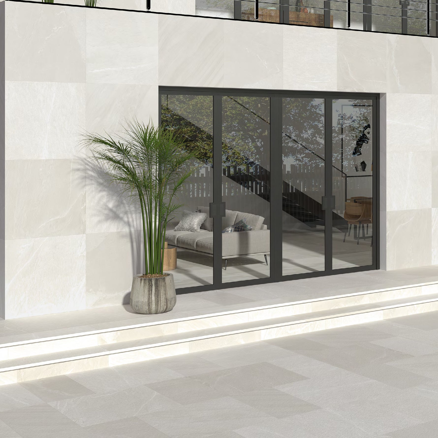 35x35 Modena Ivory Concrete Look Polished Porcelain Tile - American Tile Depot