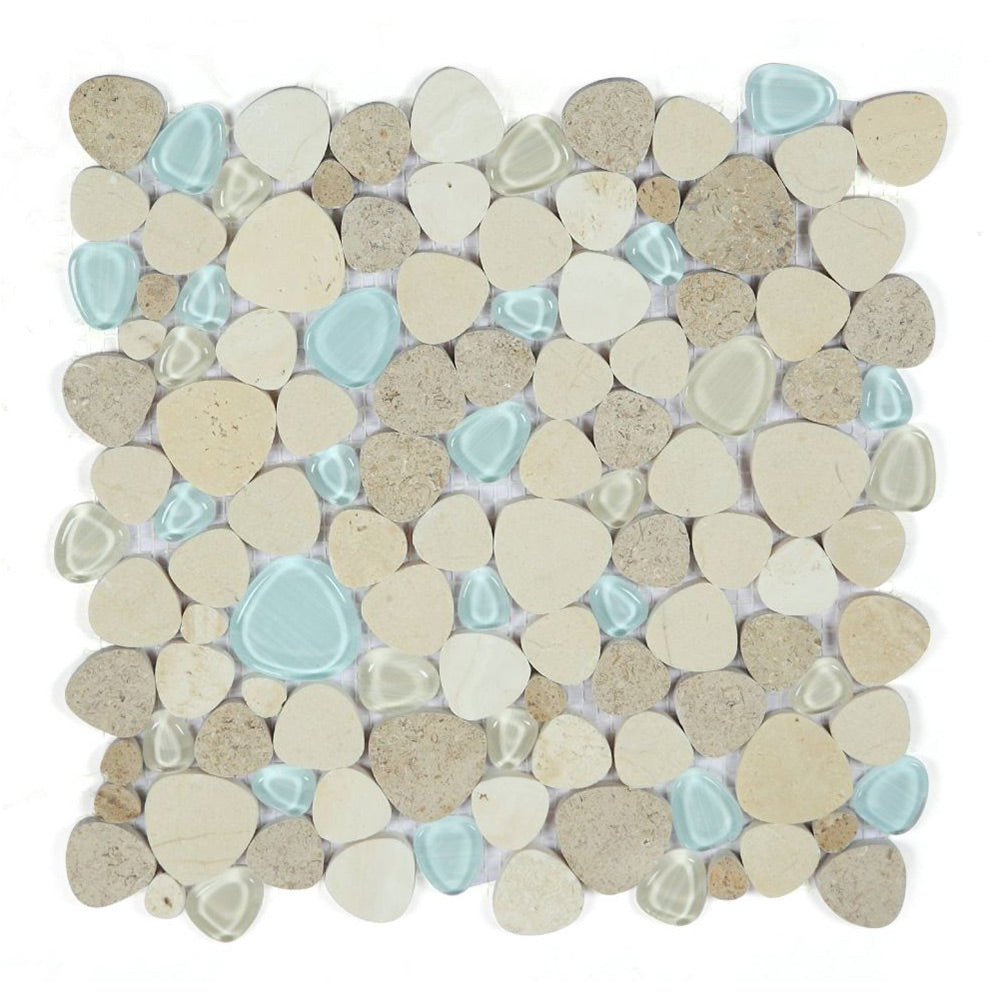 Preach Blue Roma Pebble Glass Mosaic Wall Tile