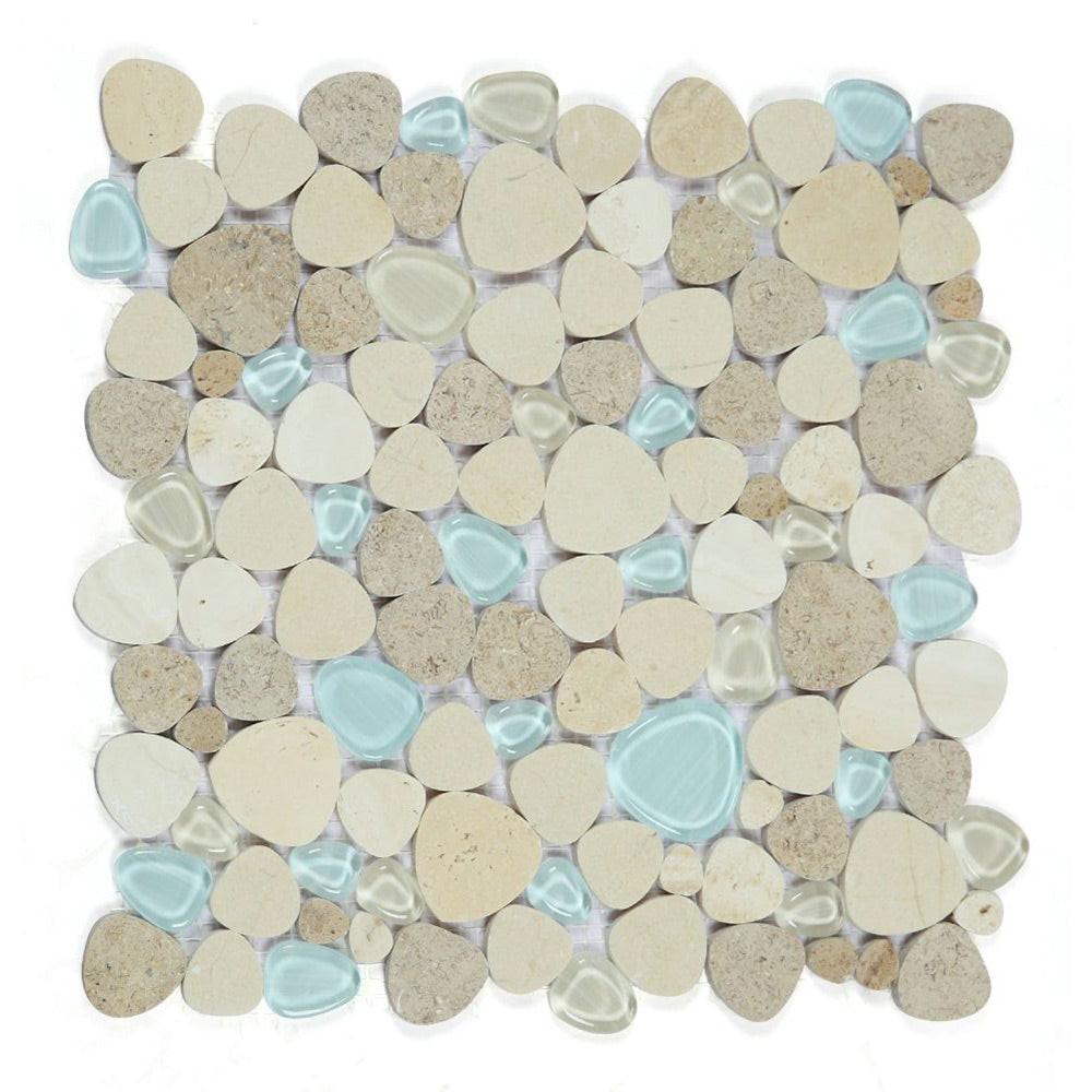 Preach Blue Roma Pebble Glass Mosaic Wall Tile Preach Blue Roma Pebble Glass Mosaic Wall Tile - American Tile Depot