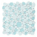 Preach Carrara Blue Pebble Marble Mosaic Wall Tile Preach Carrara Blue Pebble Marble Mosaic Wall Tile - American Tile Depot