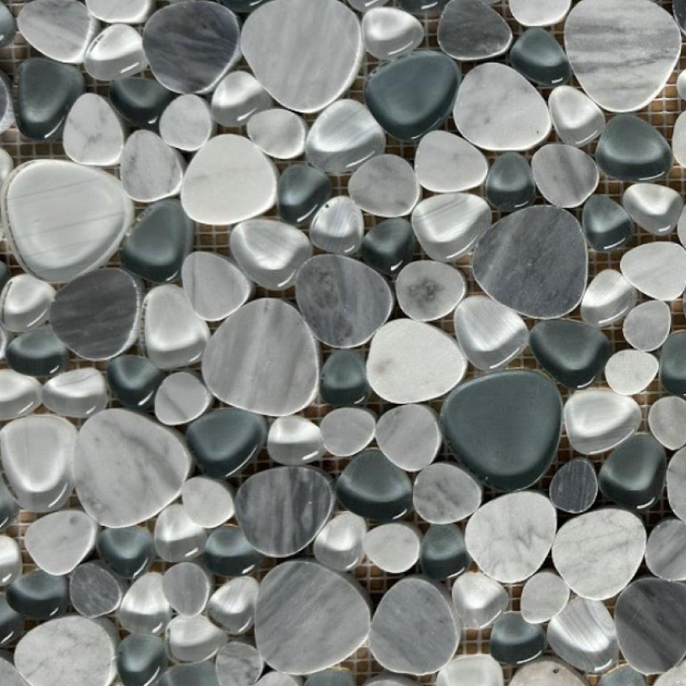 Preach Grey Pebble Glass Mosaic Wall Tile Preach Grey Pebble Glass Mosaic Wall Tile - American Tile Depot