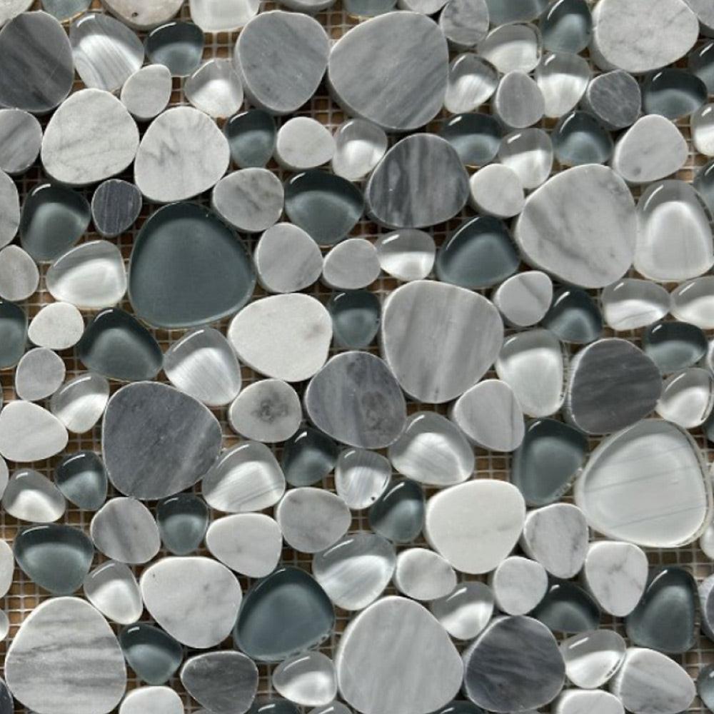 Preach Grey Pebble Glass Mosaic Wall Tile Preach Grey Pebble Glass Mosaic Wall Tile - American Tile Depot