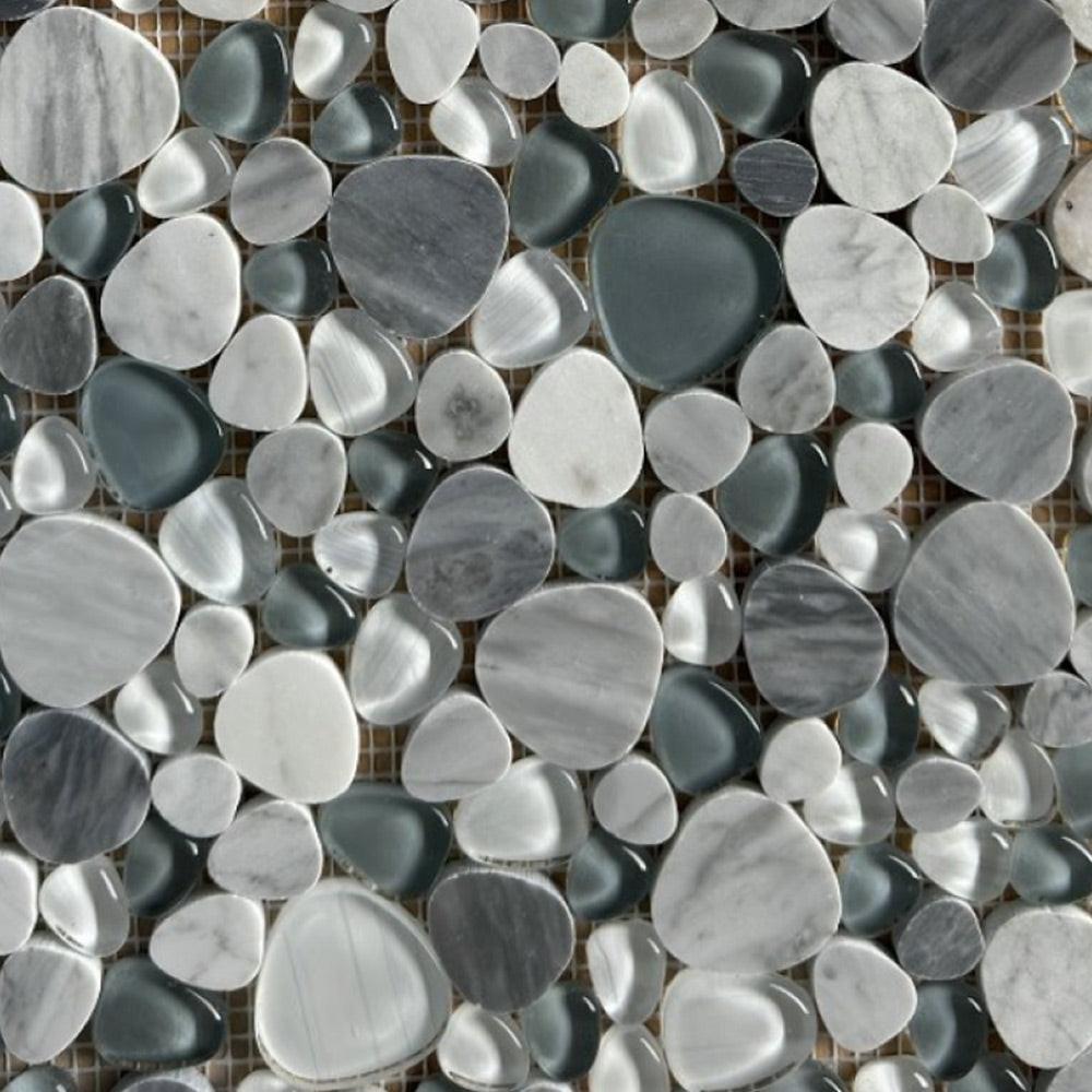 Preach Grey Pebble Glass Mosaic Wall Tile Preach Grey Pebble Glass Mosaic Wall Tile - American Tile Depot